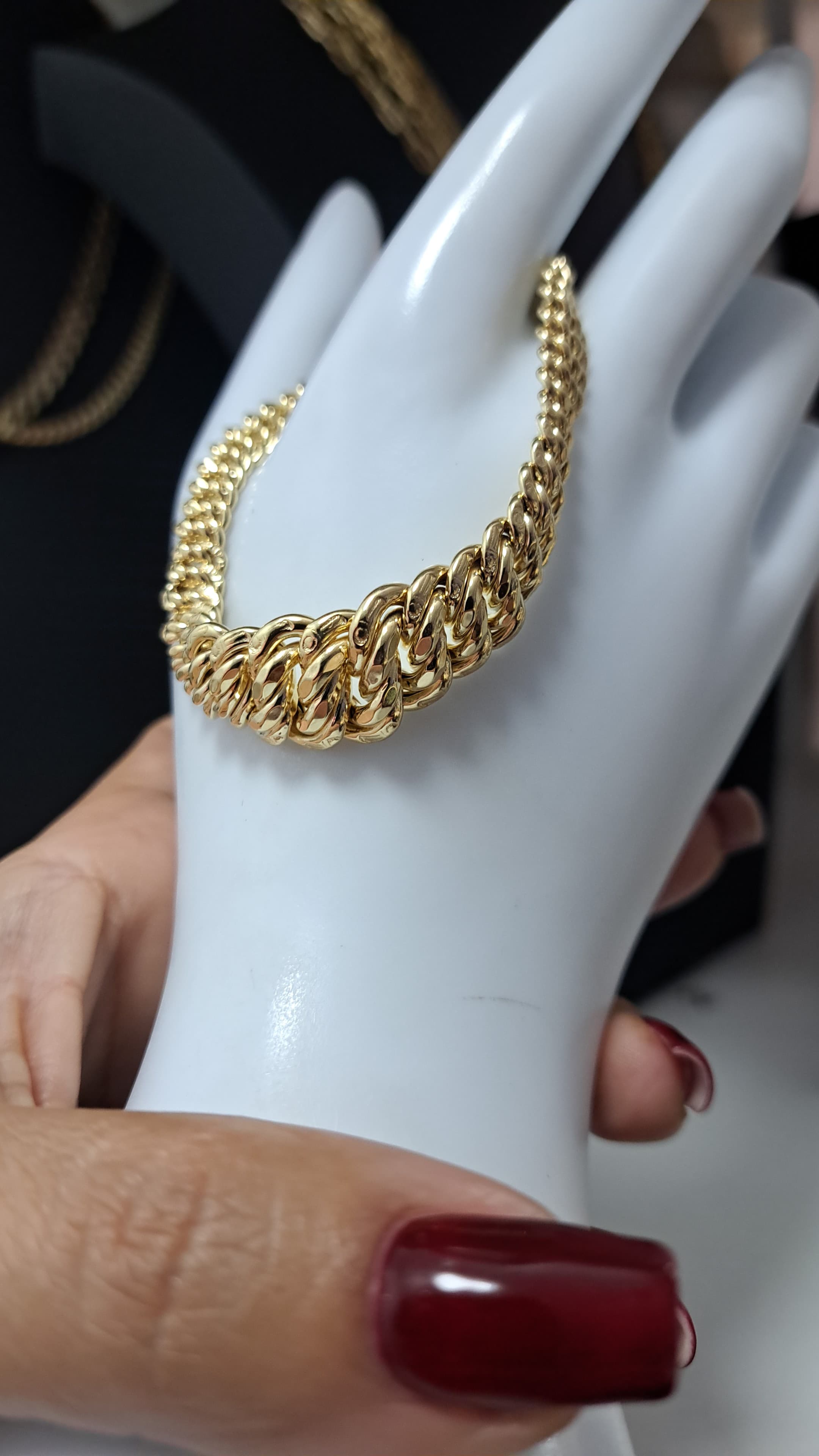 Manilla princesa zize 7 por 14 mm grosor parte ancha 10 kt nueva italiana