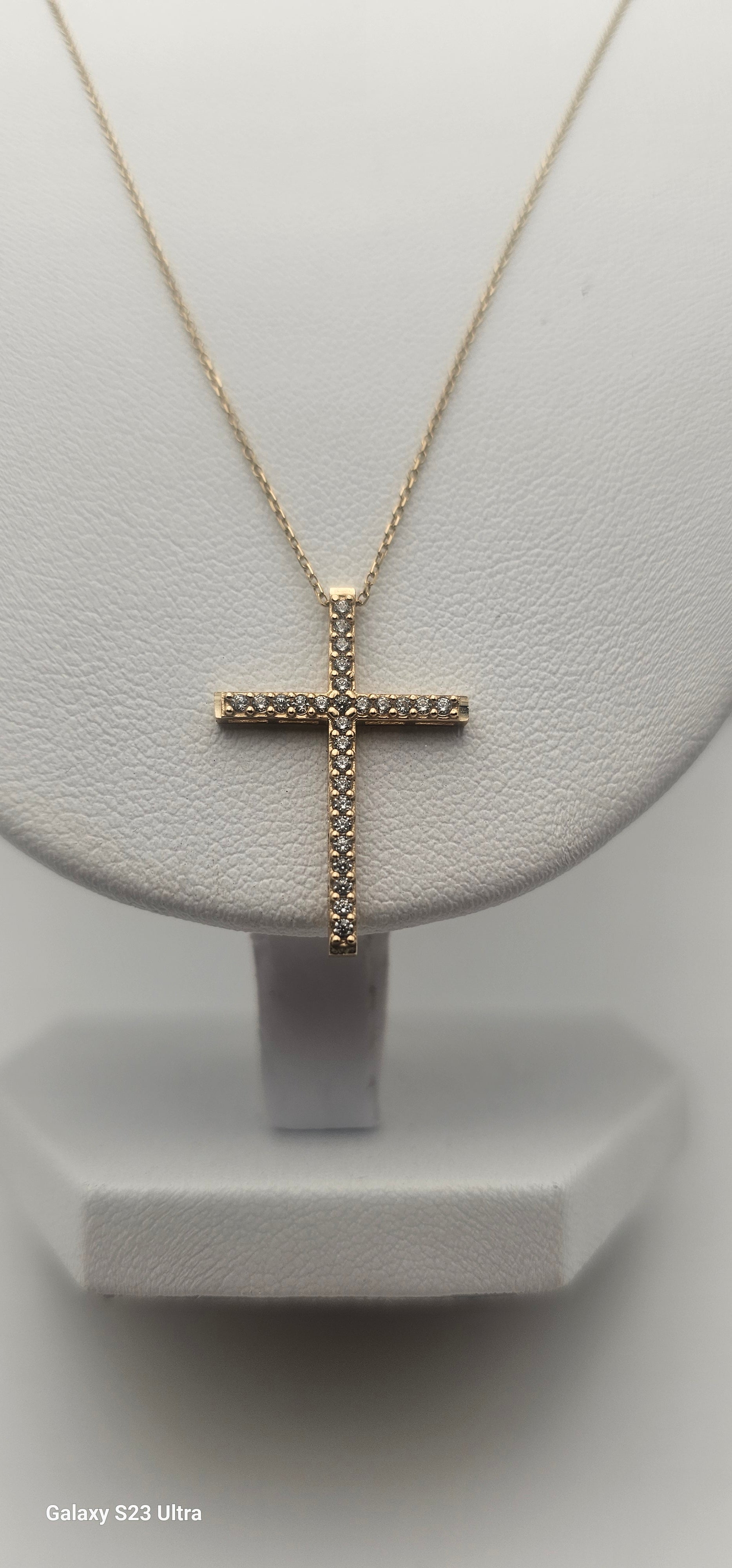 10K Yellow Gold Diamond-Cut Cross Pendant Necklace – 20”