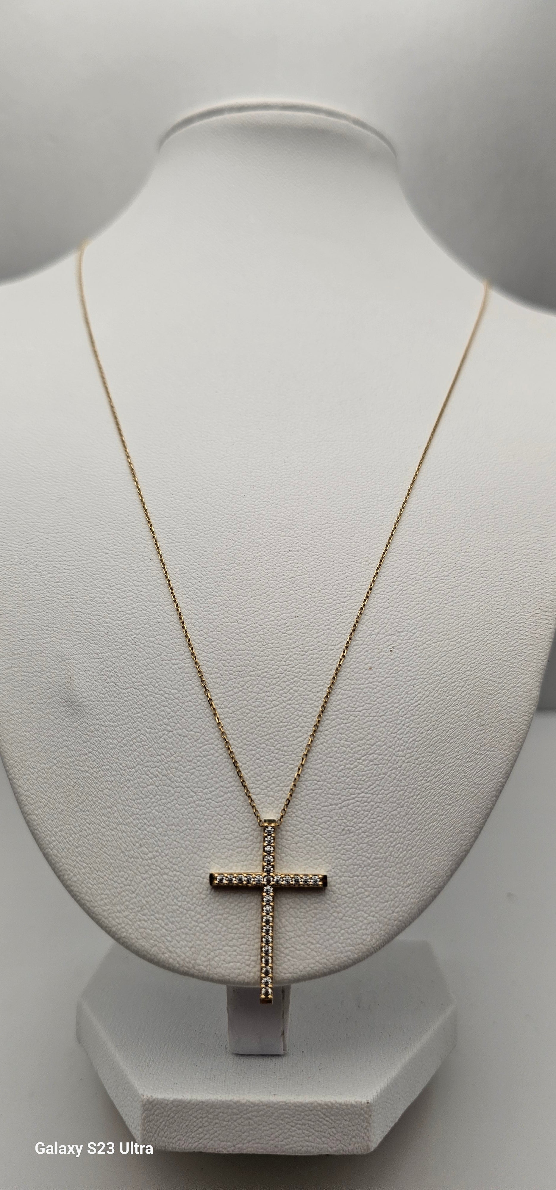 10K Yellow Gold Diamond-Cut Cross Pendant Necklace – 20”