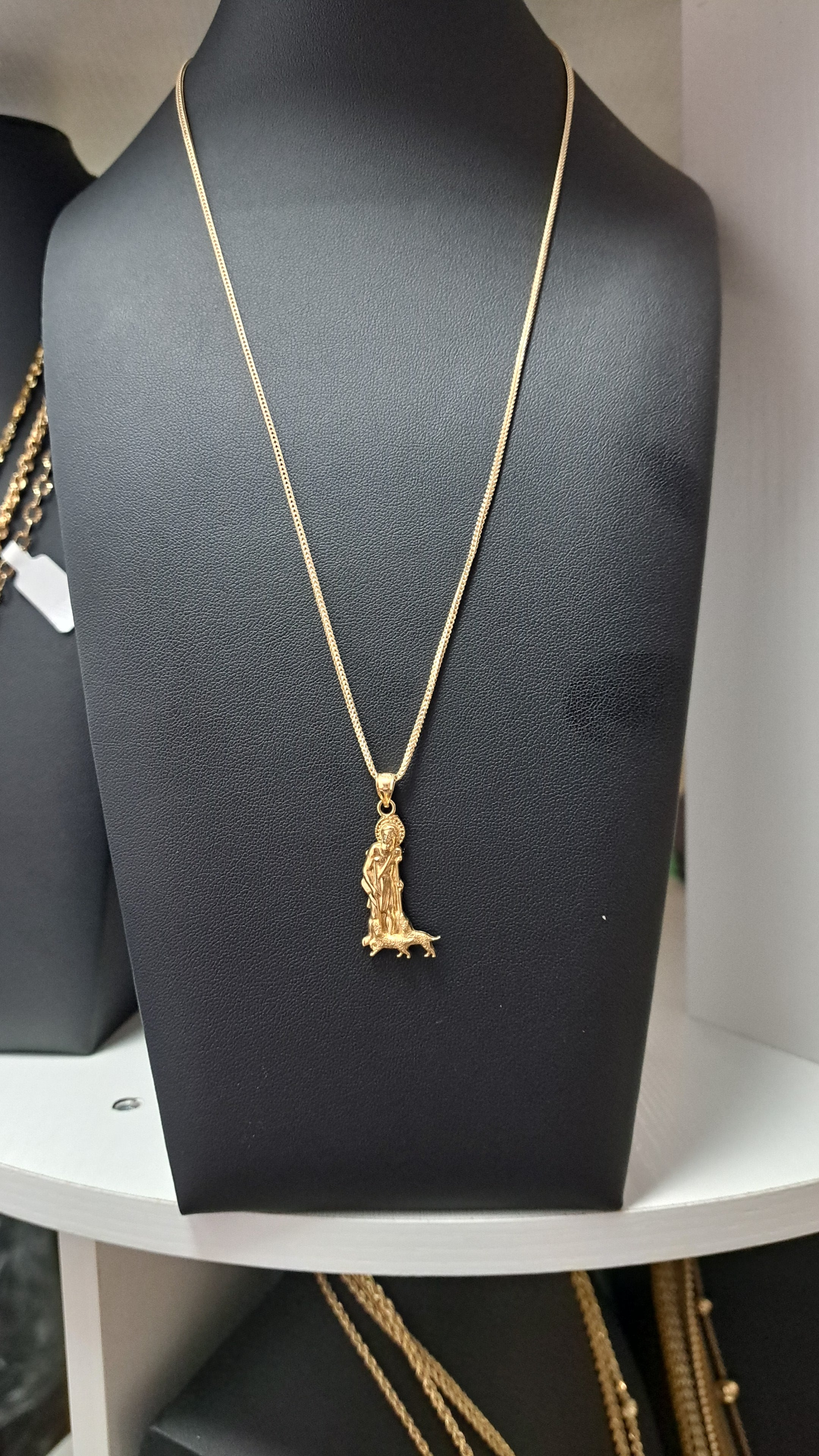Hermoso set de dos cadenas size 20 con dije y anillo de piedra azul oro 10k